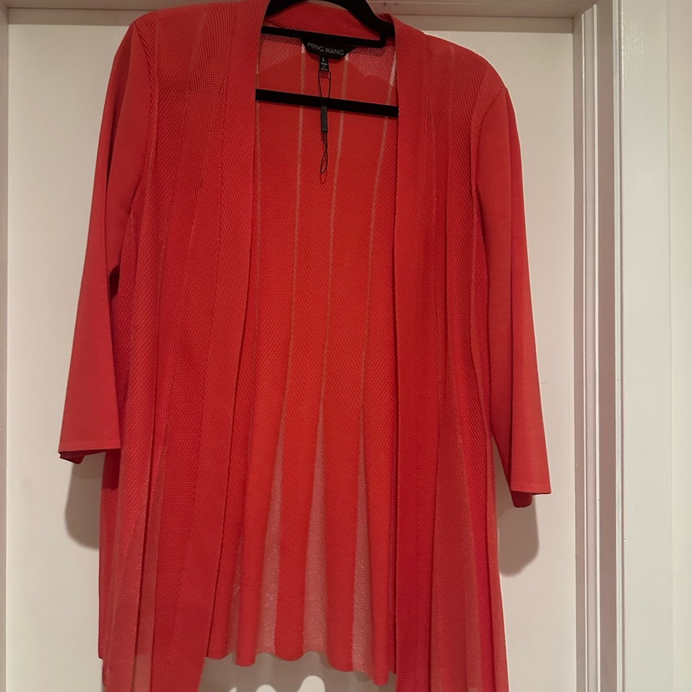 Chico's Red Open Front Cardigan